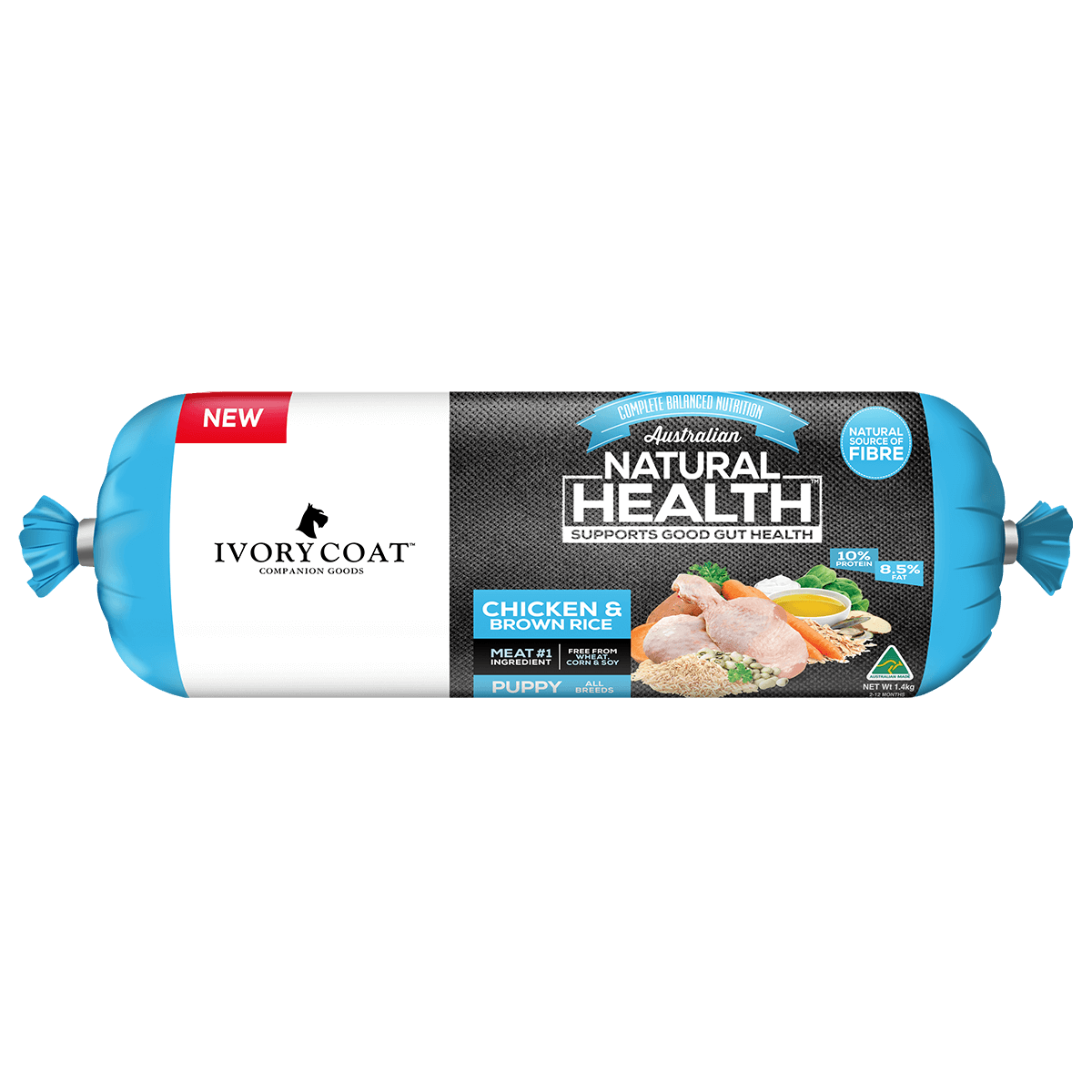 Ivory Coat | Chilled Puppy Chicken & Brown Rice 1.4kg | Chilled Dog Food | Front of pack
